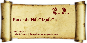 Menich Mátyás névjegykártya